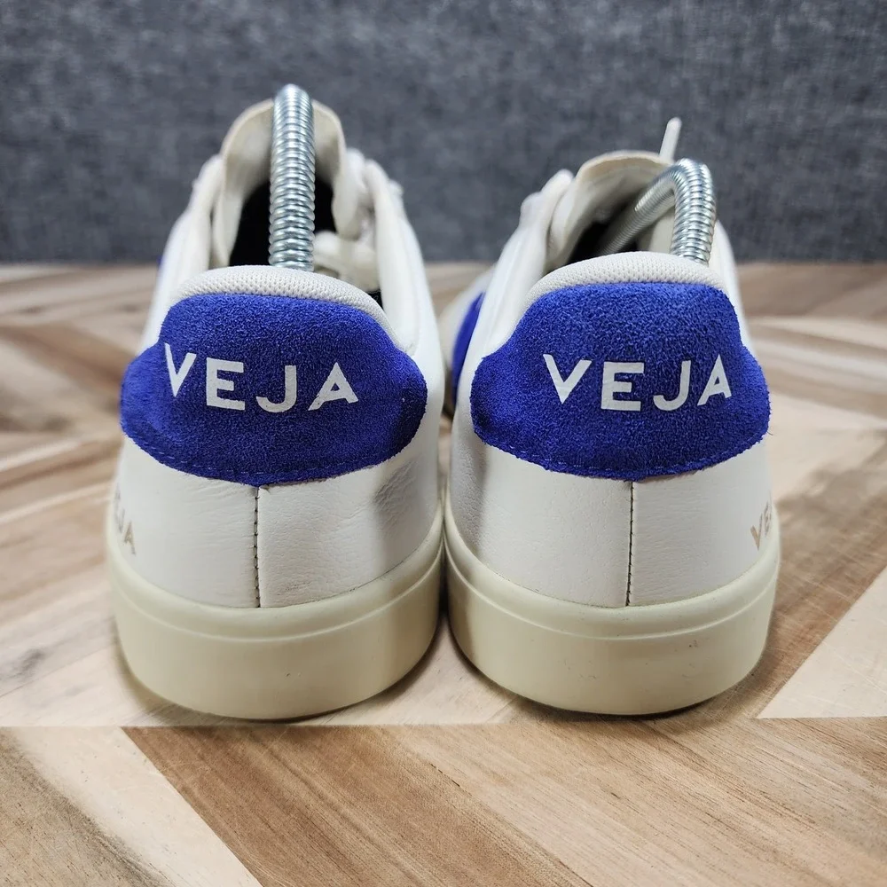 Veja Campo Chromefree Leather Sneaker - Extra White/Blue Size US Men's 9 Wmns 11